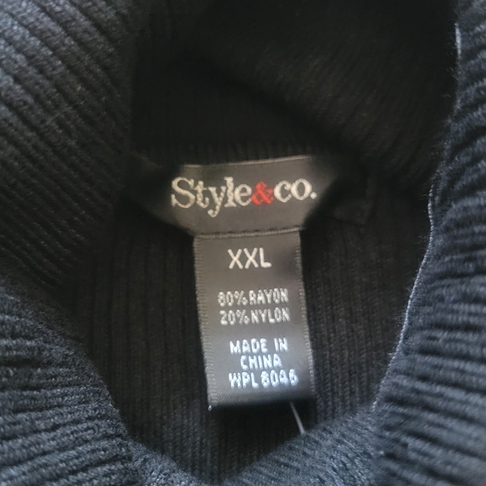 Style & Co Colorblock Turtleneck Sweater - Black, Cream, and Brown - Picture 6 of 11